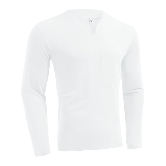 Tisuna Fall T-Shirts For Mens Regular Fit V Neck Tops Men Solid T Shirts For Athletic Casual Size L