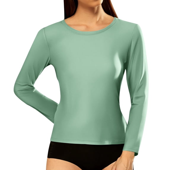 Tisuna Fall T-Shirts For Women Elegance Solid Color Crewneck Tops Ladies Casual Wear Shirts Size L