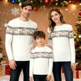 thumbnail image 1 of Tisuna Family Christmas Sweater Stripe Print Long Sleeve Crew Neck Tops Warm Loose Autumn Winter Parents Kids Christmas Sweater Outfits White Size L, 1 of 4