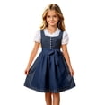 thumbnail image 1 of Tisuna Girl'S Dresses Short Sleeve Square Neck Striped Dress Teen Kids Festival Party Comfort Fit Dresses Size 11-12 Years, 1 of 5