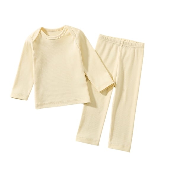 Tisuna Girl'S Fall Pajamas Set Fashion Long Sleeve Crewneck Tops And Pants Pjs Kids 2 Pieces Solid Color Bedtime Wear Set Size 2-3 Years