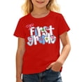 thumbnail image 1 of Tisuna Girl'S First Grade T Shirts Child Letter Print Short Sleeve Crew Neck Tops Comfortable Kids Back To School Tee Shirts Size 13-14 Years Red, 1 of 4