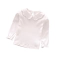 thumbnail image 1 of Tisuna Girl'S Long Sleeve T Shirts Lightweight Crewneck Solid Color Tops Toddler Going Out Street Fall T-Shirts Size 18-24 Months White, 1 of 8