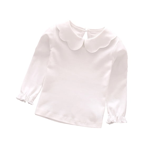 Tisuna Girl'S Long Sleeve T Shirts Lightweight Crewneck Solid Color Tops Toddler Going Out Street Fall T-Shirts Size 18-24 Months White