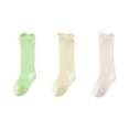 thumbnail image 1 of Tisuna Girl'S Socks Kids Toddler 3 Pairs Knee High Stocking Socks With Lace Trim Solid Color Dress Socks For Kids Toddler Girls Age 1-3 Years Yellow, 1 of 2