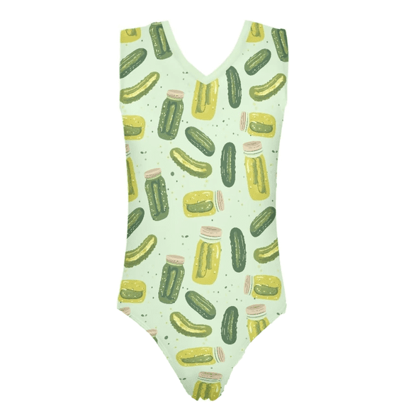 Tisuna Girl'S Stylish One-Pieces Swimwear Floral Print Sleeveless Crew Neck Bathing Suit Casual Comfortable Little Girls Water Activties Beach Wear Green Size 13-14 Years