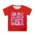 thumbnail image 1 of Tisuna Girls 100 Days Of School Tshirt Letter Print Short Sleeve Crew Neck Tops Comfortable Lightweight Child Toddler Summer Shirt Red Size 5-6 Years, 1 of 4