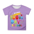 thumbnail image 1 of Tisuna Girls 100 Days Of School Tshirt Letter Print Short Sleeve Crew Neck Tops Comfortable Lightweight Child Toddler Summer Shirt Purple Size 8-9 Years, 1 of 4