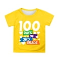 thumbnail image 1 of Tisuna Girls 100 Days Of School Tshirt Letter Print Short Sleeve Crew Neck Tops Comfortable Lightweight Child Toddler Summer Shirt Yellow Size 10-11 Years, 1 of 4