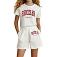thumbnail image 1 of Tisuna Girls 2 Piece Outfits Crew Neck Short Sleeve Soft Fashion Letter Print Tops And Shorts Summer White Girl Clothing Set Size 11-12 Years, 1 of 5