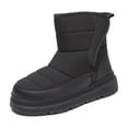 thumbnail image 1 of Tisuna Girls Boys Snow Boots Child Solid Color Pull On Short Booties Thermal Lightweight Kids Winter Snow Boots Black Size 9.5-10 Years, 1 of 9