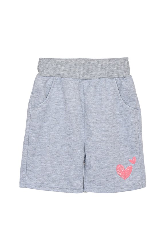 Girls Casual Shorts Toddler Heart Print Elastic Waist Straight Leg Shorty Breathable Soft Little Girls Summer Holiday Playwear Sport Shorts Light Gray Size 6-7 Years