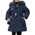 thumbnail image 1 of Tisuna Girls Coat Child Solid Color Long Sleeve Hooded Jacket Breathable Warm Autumn Winter Kids Zipper Outerwear Navy Size 9-10 Years, 1 of 6