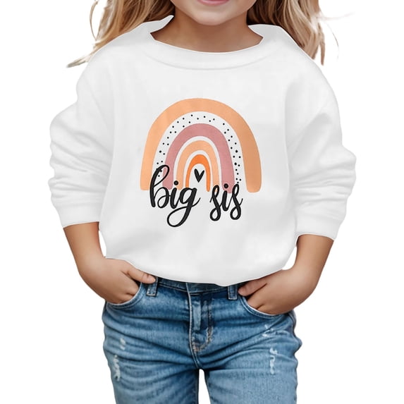 Tisuna Girls Crewneck Sweatshirts Kids Comfortable Cartoon Print Sweatshirt Teen And Youth Daily Wear Long Sleeve Outfits Size 4-5 Years