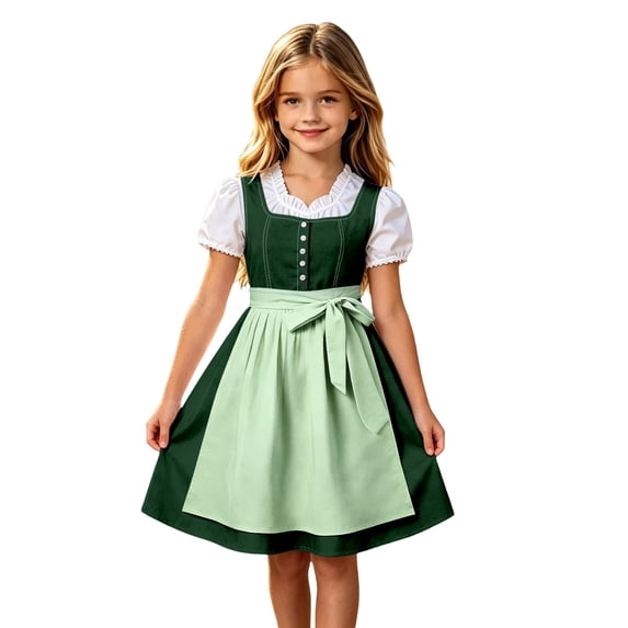 Tisuna Girls Dress Short Sleeve Square Neck Solid Color Dress Kids Festival Party Elegance Dresses Size 3-4 Years