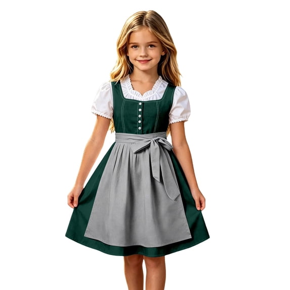 Tisuna Girls Dress Short Sleeve Square Neck Solid Color Dress Kids Festival Party Elegance Dresses Size 5-6 Years
