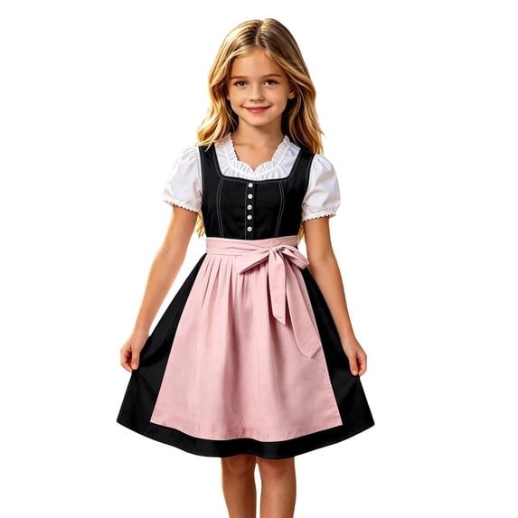 Tisuna Girls Dress Short Sleeve Square Neck Solid Color Dress Kids Festival Party Elegance Dresses Size 5-6 Years