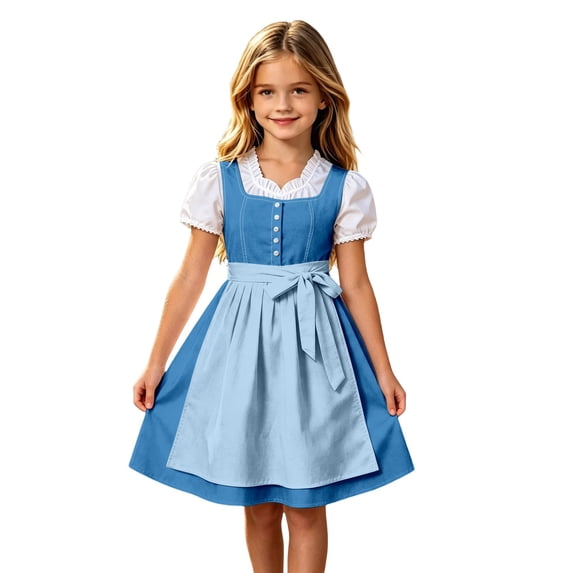 Tisuna Girls Dress Short Sleeve Square Neck Solid Color Dress Kids Festival Party Elegance Dresses Size 7-8 Years