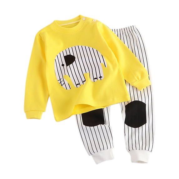 Tisuna Girls Fall Pajamas Set Kids Loose Long Sleeve Crew Neck Animals Print Tops And Pants Sleepwear Children'S 2 Pieces Homewear Clothing Set Size 2-3 Years