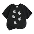 thumbnail image 1 of Tisuna Girls Halloween T Shirts Kids Ghost Print Short Sleeve Crewneck Tops Girls Halloween Cozy Tees Shirts Size 4-5 Years Black, 1 of 4