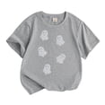 thumbnail image 1 of Tisuna Girls Halloween T Shirts Kids Ghost Print Short Sleeve Crewneck Tops Girls Halloween Cozy Tees Shirts Size 6-7 Years Grey, 1 of 4