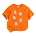 thumbnail image 1 of Tisuna Girls Halloween T Shirts Kids Ghost Print Short Sleeve Crewneck Tops Girls Halloween Cozy Tees Shirts Size 6-7 Years Orange, 1 of 4