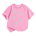 thumbnail image 1 of Tisuna Girls Halloween T Shirts Kids Ghost Print Short Sleeve Crewneck Tops Girls Halloween Cozy Tees Shirts Size 8-9 Years Pink, 1 of 4