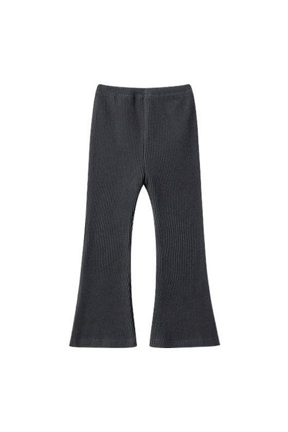 Girls Pants Child Solid Color Elastic Waist Flare Leg Trousers Lightweight Casual Spring Autumn Girls Outdoor Wear Grey Size 8-9 Years