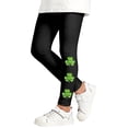 thumbnail image 1 of Tisuna Girls St Patricks Day Leggings Child Cartoon Print Elastic Waist Tight Leg Yoga Pants Fashion Stretchy Little Girls Play Holiday Festive Outfits Black Size 3-4 Years, 1 of 6