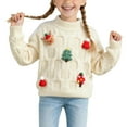 thumbnail image 1 of Tisuna Girls Sweater Toddler Christmas Tree Print Long Sleeve Crew Neck Cardigan Loose Comfortable Autumn Winter Girls Pullover Clothes White Size 12-18 Months, 1 of 4