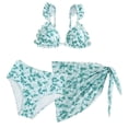 thumbnail image 1 of Tisuna Girls Swimwear 3 Piece Set Floral Print Halter Bikini Tops And Bottoms With Tie Side Adjustable Straps Skirt Cute Soft Girls Summer Pool Beach Swimsuits Mint Green Size 11-12 Years, 1 of 5