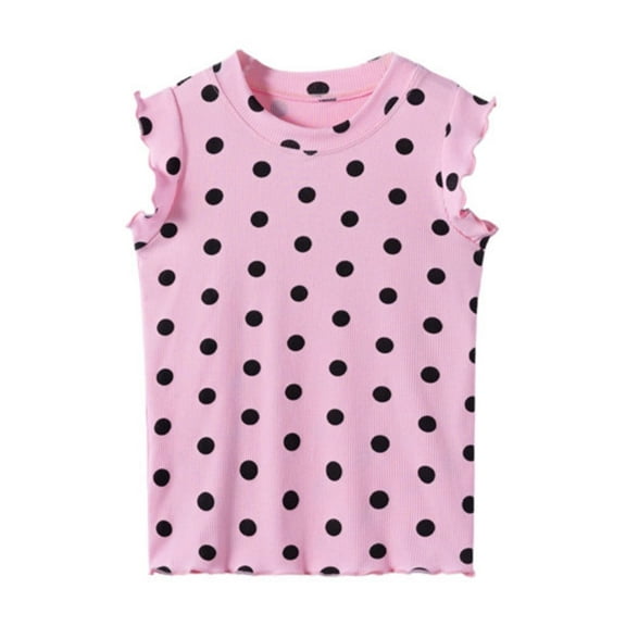 Tisuna Girls Tank Tops Toddler Polka Dot Print Sleeveless Crew Neck Vest Stylish Lightweight Girls Summer Pullover Shirt Red Size 4-5 Years