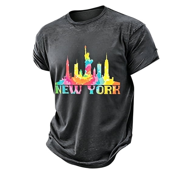 Tisuna Graphic T Shirts For Boys Kids Short Sleeve Crew Neck New York Print Tops Casual School Sport Shirts For Toddler And Tweens 2-13 Years