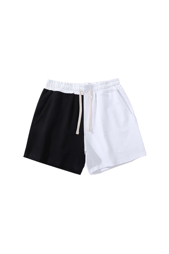 Gym Shorts For Men Color Block Elastic Waist Straight Leg Shorty Fashion Lightweight Mens Athletic Sport Running Shorts Black1 Size L