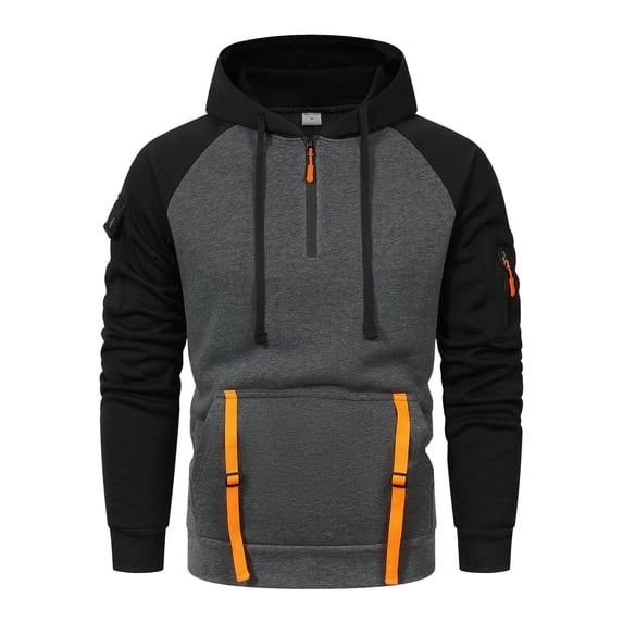Tisuna Half Zip Drawstring Hoodies For Mens Casual Long Sleeve Pullover Tops With Pockets Lightweight Hooded Sweatshirts For Work Wear