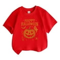 thumbnail image 1 of Tisuna Halloween Crewneck Tops For Girls Child Ghost Print Short Sleeve Pullover Shirts Cute Fashion Kids Clothes Watermelon Red 6-7 Years, 1 of 4