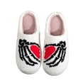 thumbnail image 1 of Tisuna Halloween Fuzzy Home Slippers Women Men Skeleton Heart Graphic Cute House Slippers Winter Memory Foam Shoes, 1 of 9
