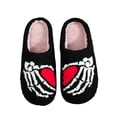 thumbnail image 1 of Tisuna Halloween Fuzzy Home Slippers Women Men Skeleton Heart Graphic Cute House Slippers Winter Memory Foam Shoes, 1 of 9