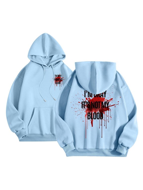 Halloween Hoodie For Women Cozy Letter Print Hooded Tops Ladies Long Sleeve Halloween Daily Fall Hoody Size Xxxl