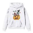 thumbnail image 1 of Tisuna Halloween Hoodies For Teen Girls Pumpkin Print Long Sleeve Hooded Tops Kids Breathable Theme Party Daily Hoody Clothes Size 12-13 Years White, 1 of 4