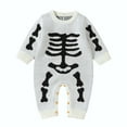 thumbnail image 1 of Tisuna Halloween Romper Fall Winter Skull Print Romper Long Sleeve Crew Neck Warm Casual Halloween Romper,Size 9-12 Months,White, 1 of 9