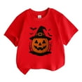 thumbnail image 1 of Tisuna Halloween Little Girls Tops Pumpkin Ghost Print Long Sleeve Crew Neck Shirts Cute Fashion Kids Pullover Tops Watermelon Red 4-5 Years, 1 of 4
