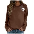 thumbnail image 1 of Tisuna Halloween Sweatshirt For Women Relaxed Fit Skull Print Crewneck Sweatshirt Ladies Long Sleeve Festival Theme Party Fall Tops Clothes Size S, 1 of 4
