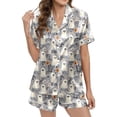 thumbnail image 1 of Tisuna Halloween Womens Pajamas Set Ghost Floral Print Short Sleeve Button Down Tops And Shorts Sleepwear Pjs Sets Soft 2 Pieces Housewear Xs-XXL, 1 of 5