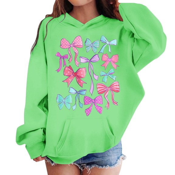 Tisuna Hoodie For Child Girls 67 Print Long Sleeve Hooded Tops Lightweight Soft Kids Spring Autumn Pullover Outfits Size 2-3 Years Light Green