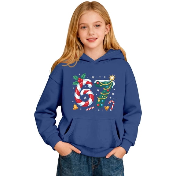 Tisuna Hoodie For Girls Boys Child 67 Print Long Sleeve Hooded Sweatshirt Fashion Casual Kids Fall Winter Clothes Dark Blue Size 2-3 Years