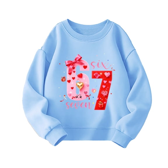 Tisuna Hoodie For Girls Boys Child Letter Print Long Sleeve Hooded Tops Comfortable Casual Kids Loose Fit Hoodies Sweatshirt Size 10-11 Years Blue