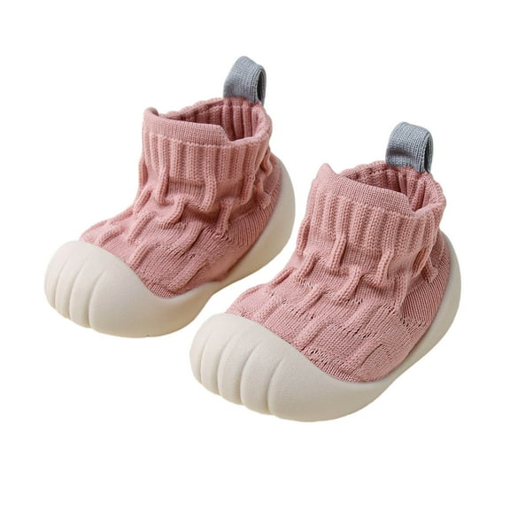 Tisuna Infant Baby Girls Boys Socks Solid Color Anti Slip Ankle Shoes Breathable Casual Spring Autumn Baby First Walking Shoes Stocking Pink Size 18-24 Months