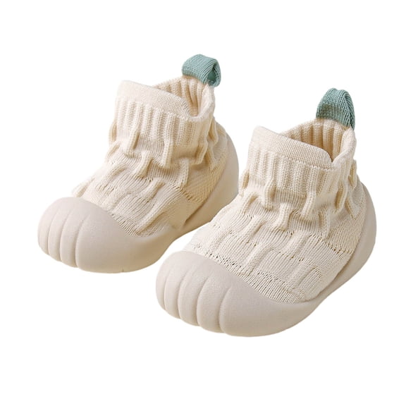 Tisuna Baby Girls Boys Socks Solid Color Anti Ankle Shoes Breathable Casual Spring Autumn Baby First Walking Shoes Stocking White Size 12-18 Months