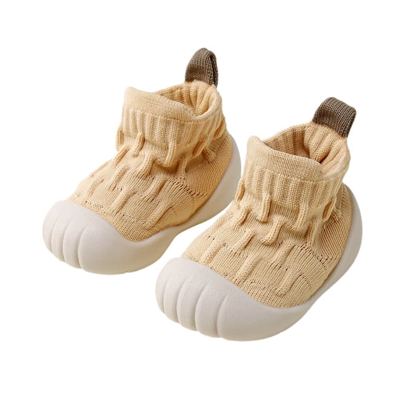 Tisuna Baby Girls Boys Socks Solid Color Anti Ankle Shoes Breathable Casual Spring Autumn Baby First Walking Shoes Stocking Yellow Size 18-24 Months